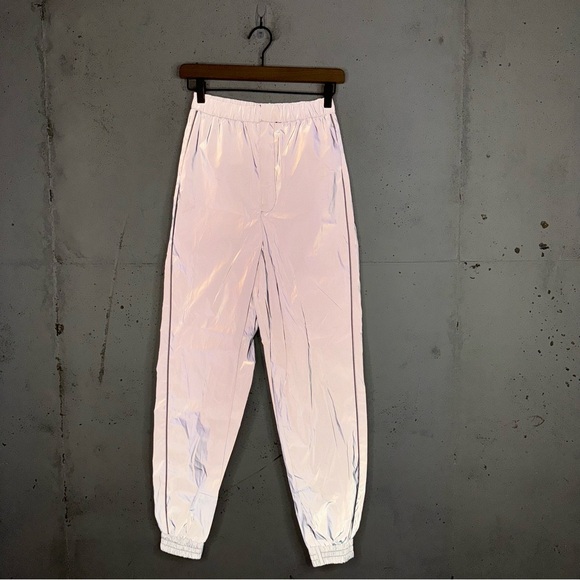 White Fox 3M Reflective Jogger Swooshy Track Pants XS - Picture 5 of 13